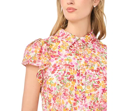 Cece Women's Short-sleeve Collared Romper In Multi