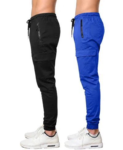 Blu Rock Men's Cotton Flex-stretch Cargo Jogger-2 Pack In Multi