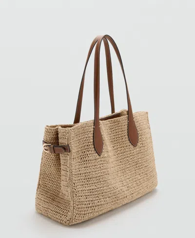 Mango Raffia Tote In Brown