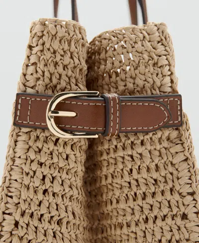 Mango Raffia Tote In Brown