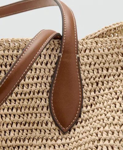 Mango Raffia Tote In Brown