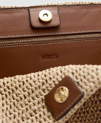 Mango Raffia Tote In Brown