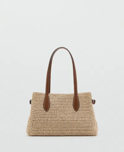 Mango Raffia Tote In Brown