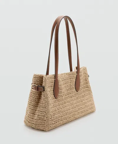 Mango Raffia Tote In Brown