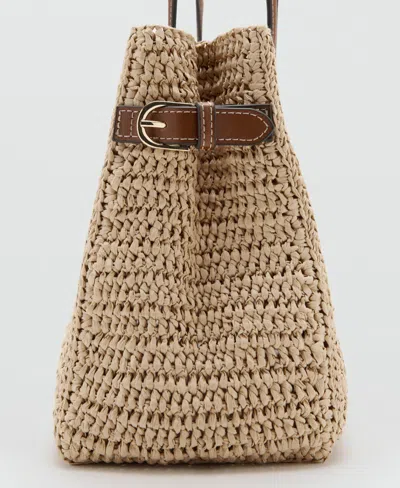 Mango Raffia Tote In Brown