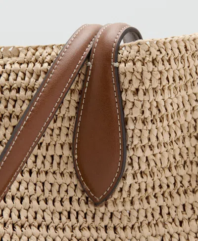 Mango Raffia Tote In Brown