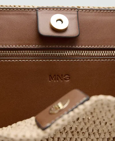 Mango Raffia Tote In Brown
