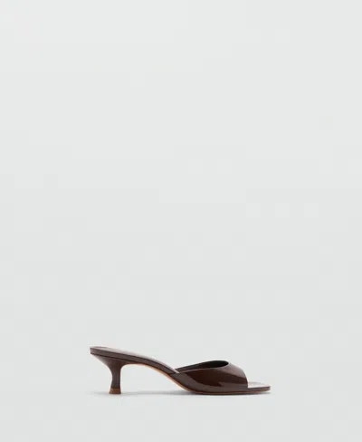 Mango Leather Open Back Heeled Sandals In Brown