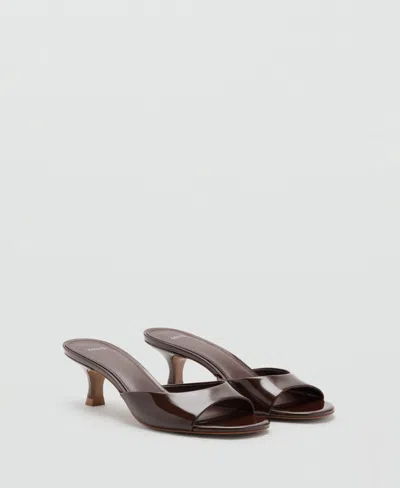 Mango Leather Open Back Heeled Sandals In Brown