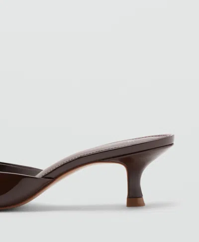 Mango Leather Open Back Heeled Sandals In Brown