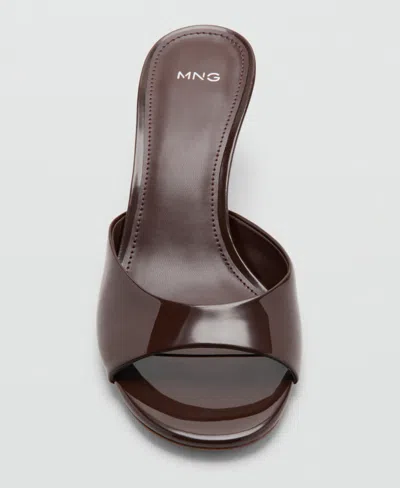 Mango Leather Open Back Heeled Sandals In Brown