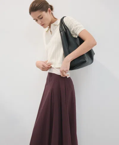 Mango Flared Midi-skirt In Burgundy
