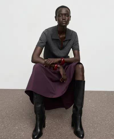 Mango Flared Midi-skirt In Burgundy