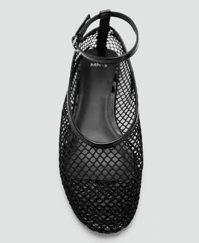 Mango Ankle Strap Ballet Flat In Black