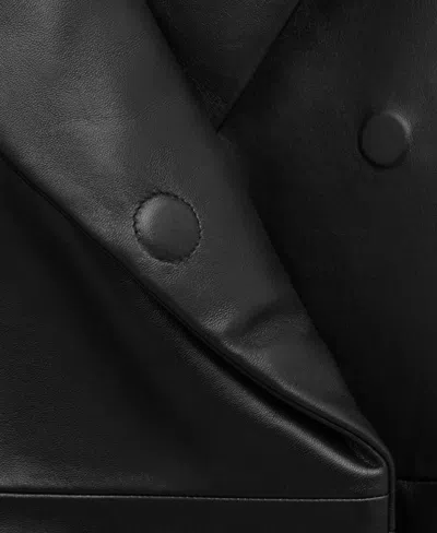 Mango Women's Oversized Leather Bomber Jacket In Black
