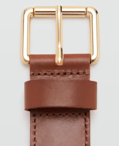 Mango Starring Hailey Bieber Braided Leather Belt In Brown