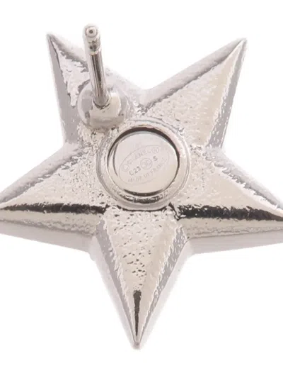 Pre-owned Chanel 星星造型耳环 In Silver