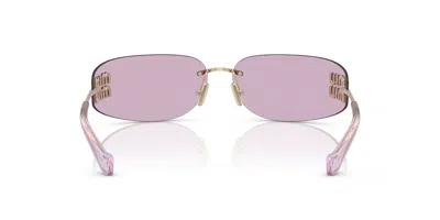 Miu Miu 75mm Oversize Rectangular Wrap Sunglasses In Pink