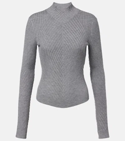 Victoria Beckham Womens Grey Marl Georgia Ribbed-knit Wool Jumper In Gray