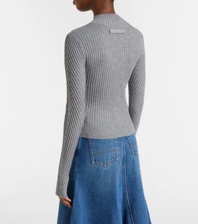 Victoria Beckham Womens Grey Marl Georgia Ribbed-knit Wool Jumper In Gray