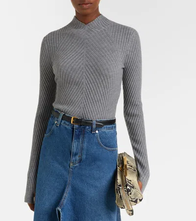 Victoria Beckham Womens Grey Marl Georgia Ribbed-knit Wool Jumper In Gray