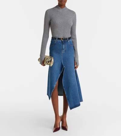 Victoria Beckham Womens Grey Marl Georgia Ribbed-knit Wool Jumper In Gray