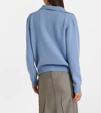 Victoria Beckham Genevieve Spread-collar Embroidered-logo Sweater In Blue
