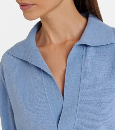 Victoria Beckham Genevieve Spread-collar Embroidered-logo Sweater In Blue