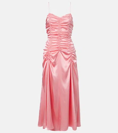 Khaite Womens Azalea Raina Ruched Silk Dress In Pink