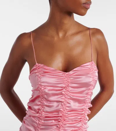 Khaite Womens Azalea Raina Ruched Silk Dress In Pink