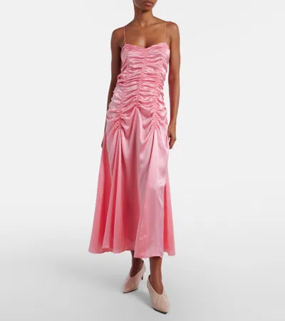 Khaite Womens Azalea Raina Ruched Silk Dress In Pink