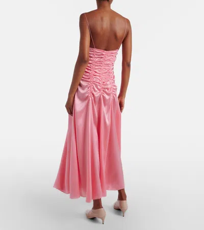 Khaite Womens Azalea Raina Ruched Silk Dress In Pink
