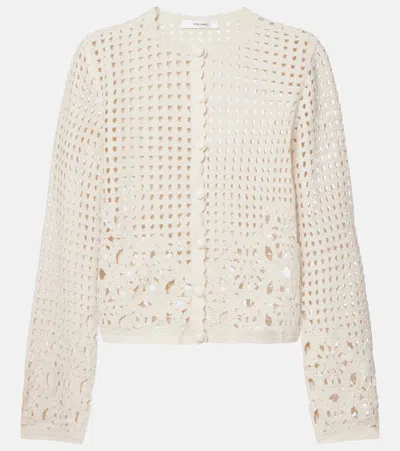 Frame Womens Cream Postcard Cut-out Weave Cotton Cardigan Xs In White