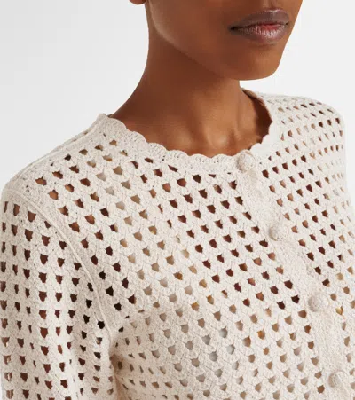 Frame Womens Cream Postcard Cut-out Weave Cotton Cardigan Xs In White