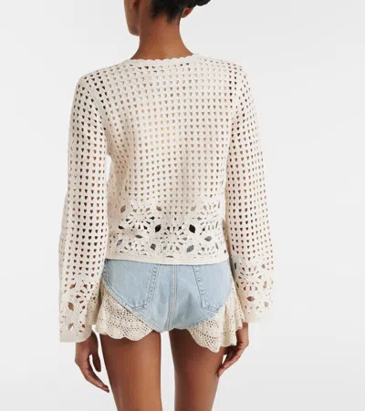 Frame Womens Cream Postcard Cut-out Weave Cotton Cardigan Xs In White