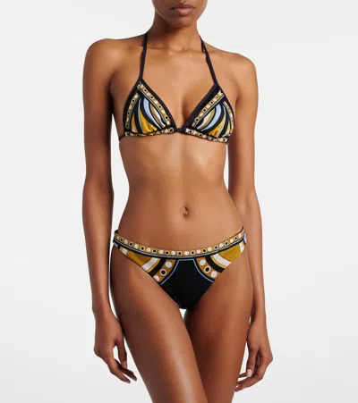 La Doublej Printed Bikini Bottoms In Black