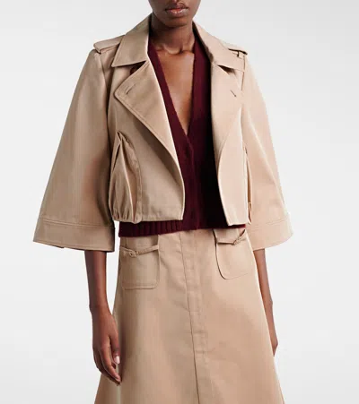 Dorothee Schumacher Luxury Layer Cropped Cotton-blend Jacket In Neutral