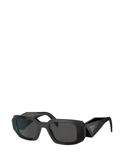 Prada 0pr 17ws Geometric Rectangular Acetate Sunglasses In Black