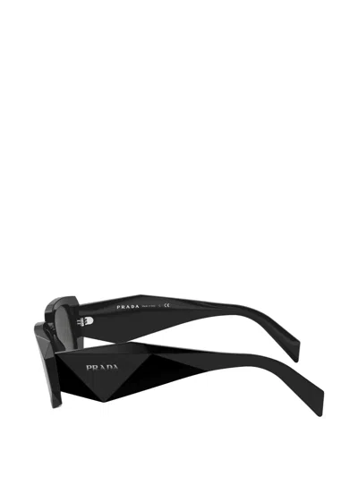 Prada 0pr 17ws Geometric Rectangular Acetate Sunglasses In Black