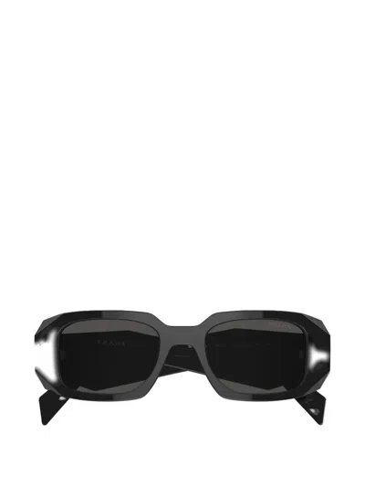Prada 0pr 17ws Geometric Rectangular Acetate Sunglasses In Black