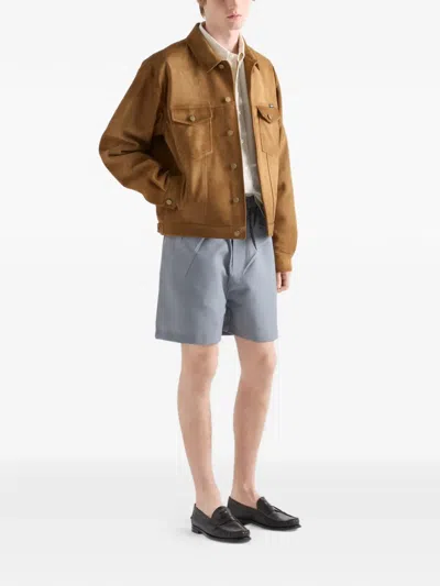Prada Suede Jacket In Brown