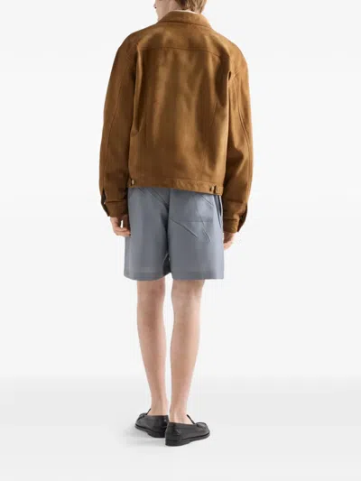Prada Suede Jacket In Brown