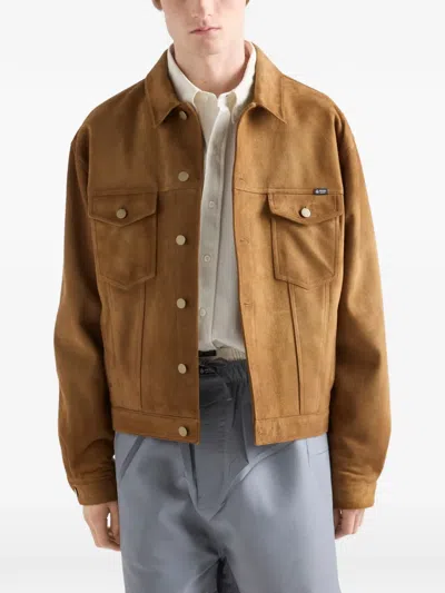 Prada Suede Jacket In Brown