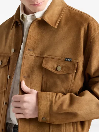 Prada Suede Jacket In Brown