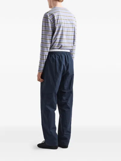 Prada Linen-blend Pants In Blue