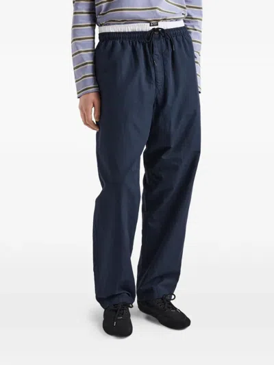 Prada Linen-blend Pants In Blue