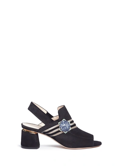 Shop Nicholas Kirkwood 'camille' Hexagon Stone Cutout Suede Slingback Sandals