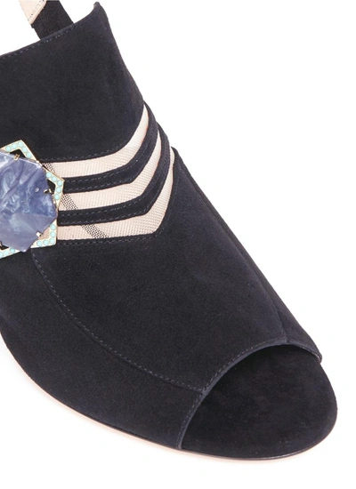 Shop Nicholas Kirkwood 'camille' Hexagon Stone Cutout Suede Slingback Sandals