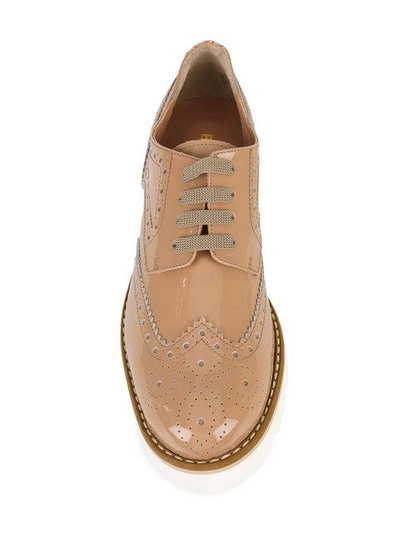 Shop Baldinini Contrast Sole Brogue Shoes In Neutrals