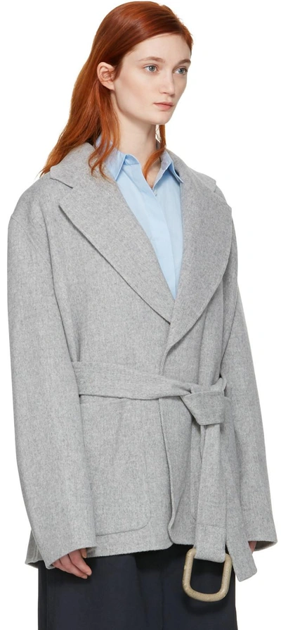 Shop Acne Studios Grey Lilo Doublé Belted Coat